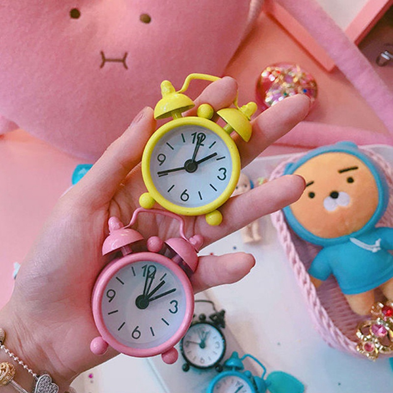 Nordic Mini Alarm Clock Creative Pointer Table Clock Round Bedside Clocks Best Desktop Decor. 