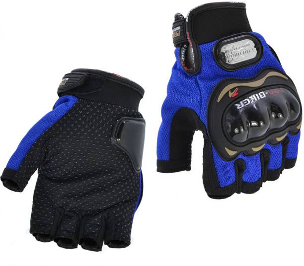Motorcycle Riding Hand Gloves Half Finger -Blue (Size-L). 