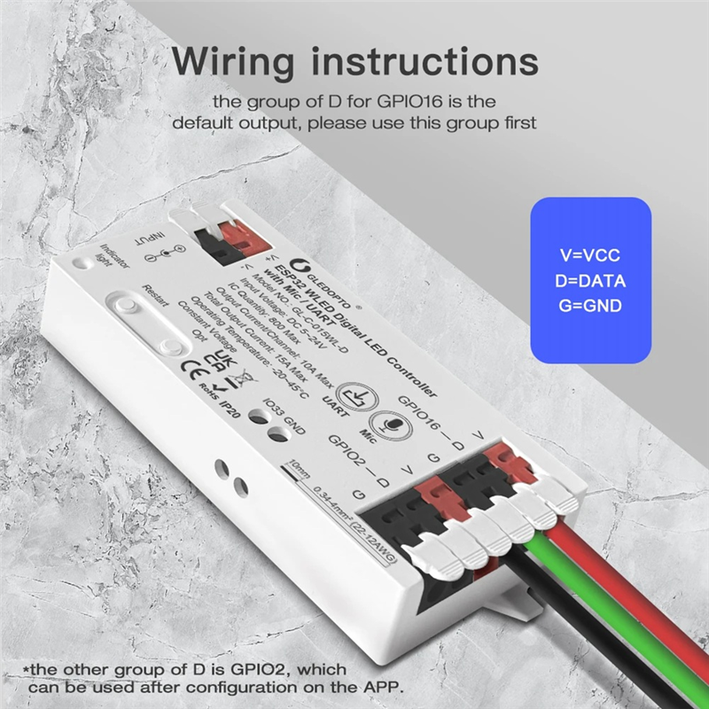 ESP32 WLED LED Light Strip Controller Mic Black. 