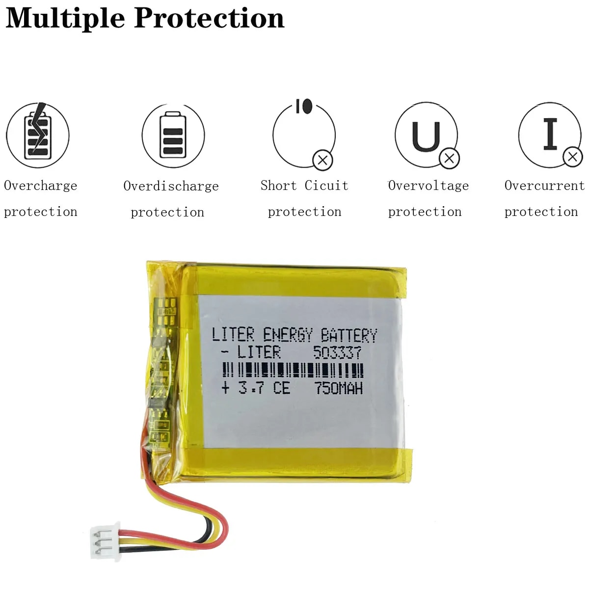 Baby Monitor 3.7V 750mAh 503337 Polymer Lithium Battery For Mp3 Mp4 Smart Watch Speaker Angeleye Ae210 Video EU053337P. 