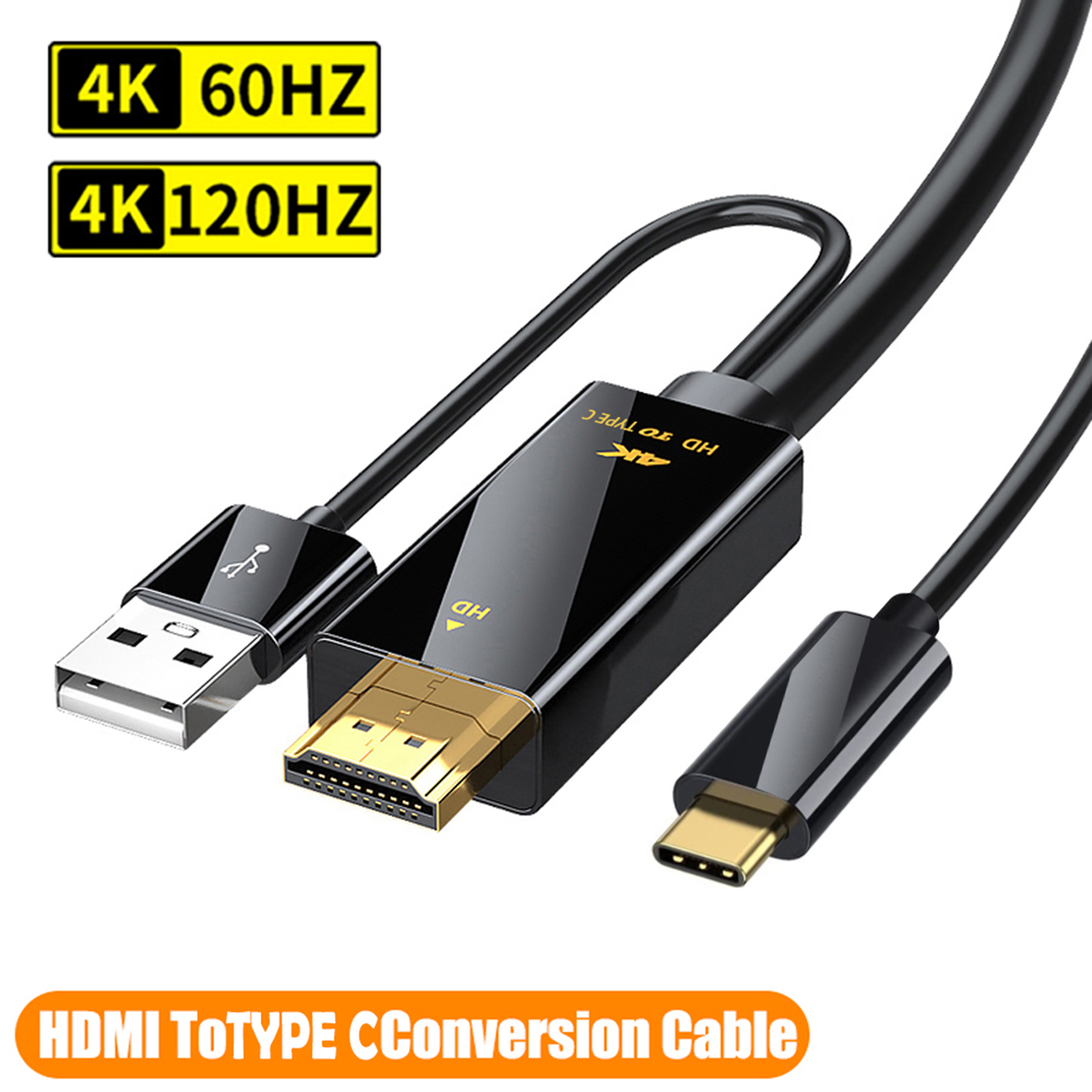 Hdmi-compatible To Type-c Monitor Link Cable 4k 60hz Hdmi-compatible To Usb C Adapter Compatible For Lg Ultrafine Nintendo Switch Ps4 Ps5. 