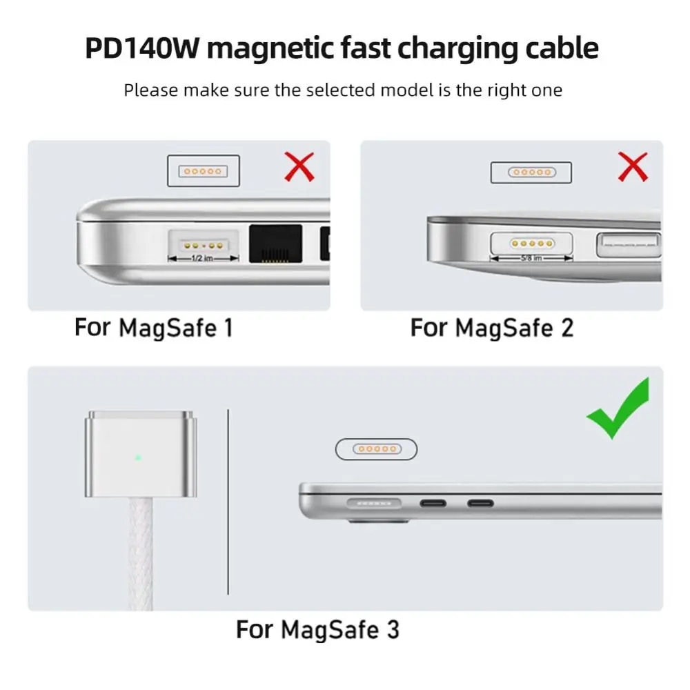 USB Type C To Magsafe 3 Magnetic Charger Cord Laptop Charging Cable Converter PD 140W for MacBook Air/Pro A2442 A2485 A2681. 