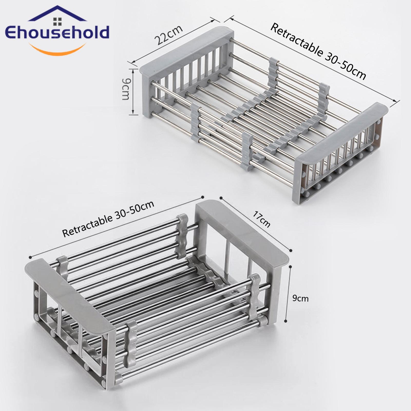 Sink Rack Stretchable Fruit Vegetable Washing Space-saving Sink Drain Shelf. 