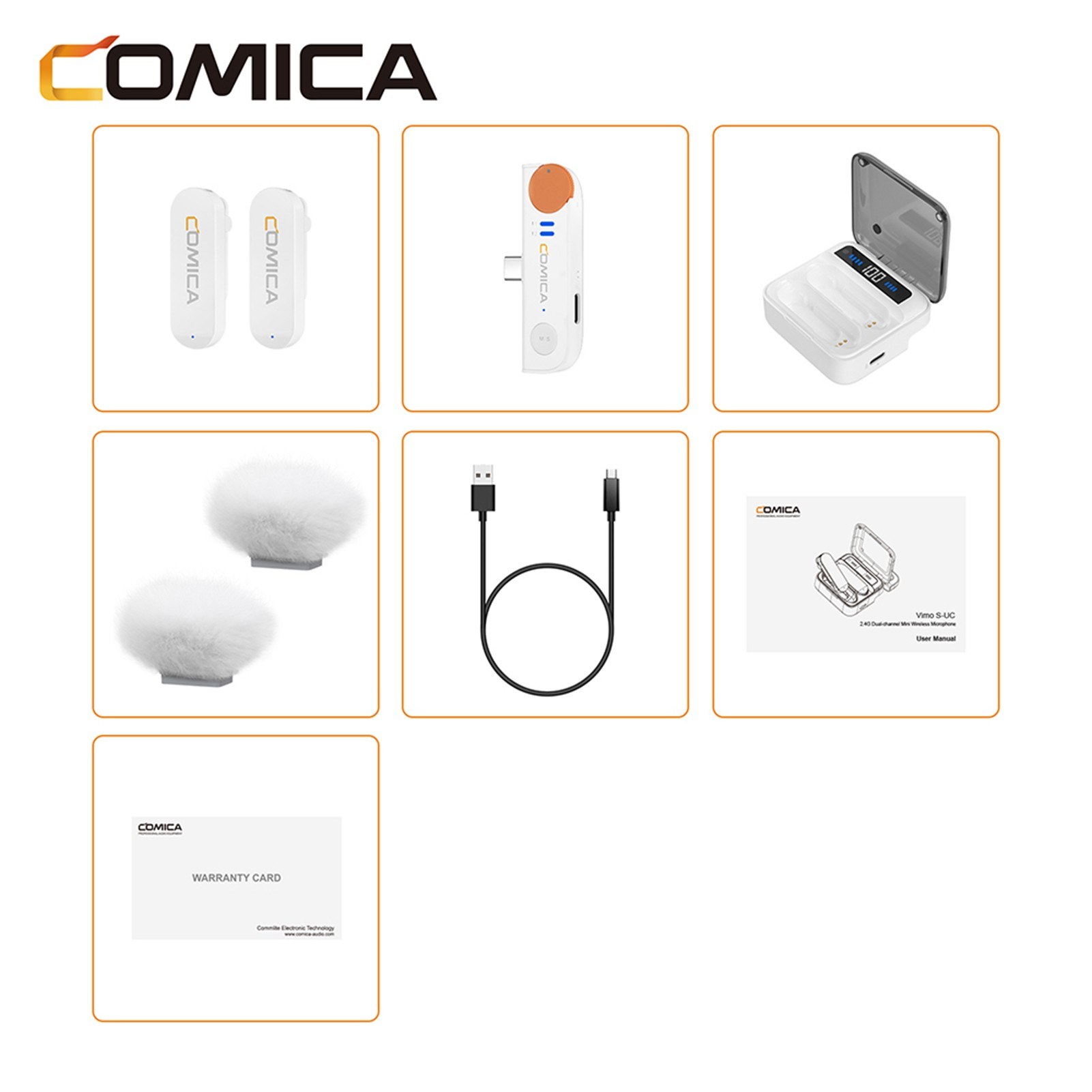 COMICA Vimo S-UC Wireless Microphone System with 1 Receiver and 2 Microphones - white. 