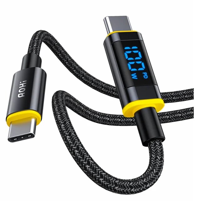 Aohi 240w Charger Future Creative Power Cable 2.6m Super Fast Charge Charger Type C Spring Data Line iPhone Charger Android iPad. 