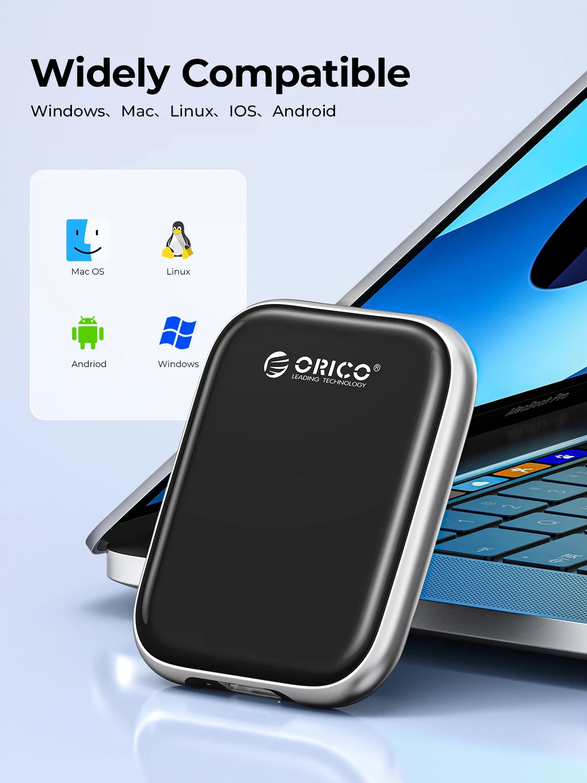 ORICO Beetle Portable SSD 2000MB/S External Solid State Drive 2TB 1TB 512GB USB 3.2 Gen2 Type- C PSSD for MacBook Air Pro Laptop. 