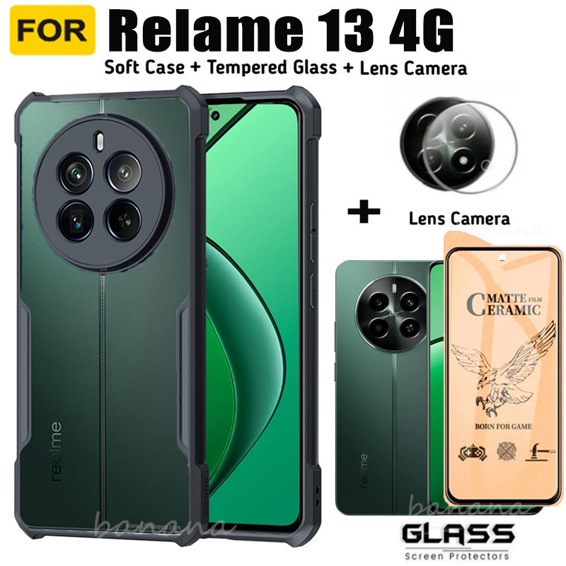 ShockProof Case for Realme13 4G Ceramic Tempered Glass Film 3 in 1 Realme 12 5G 12+ 12X Screen Protector Camera Lens Film