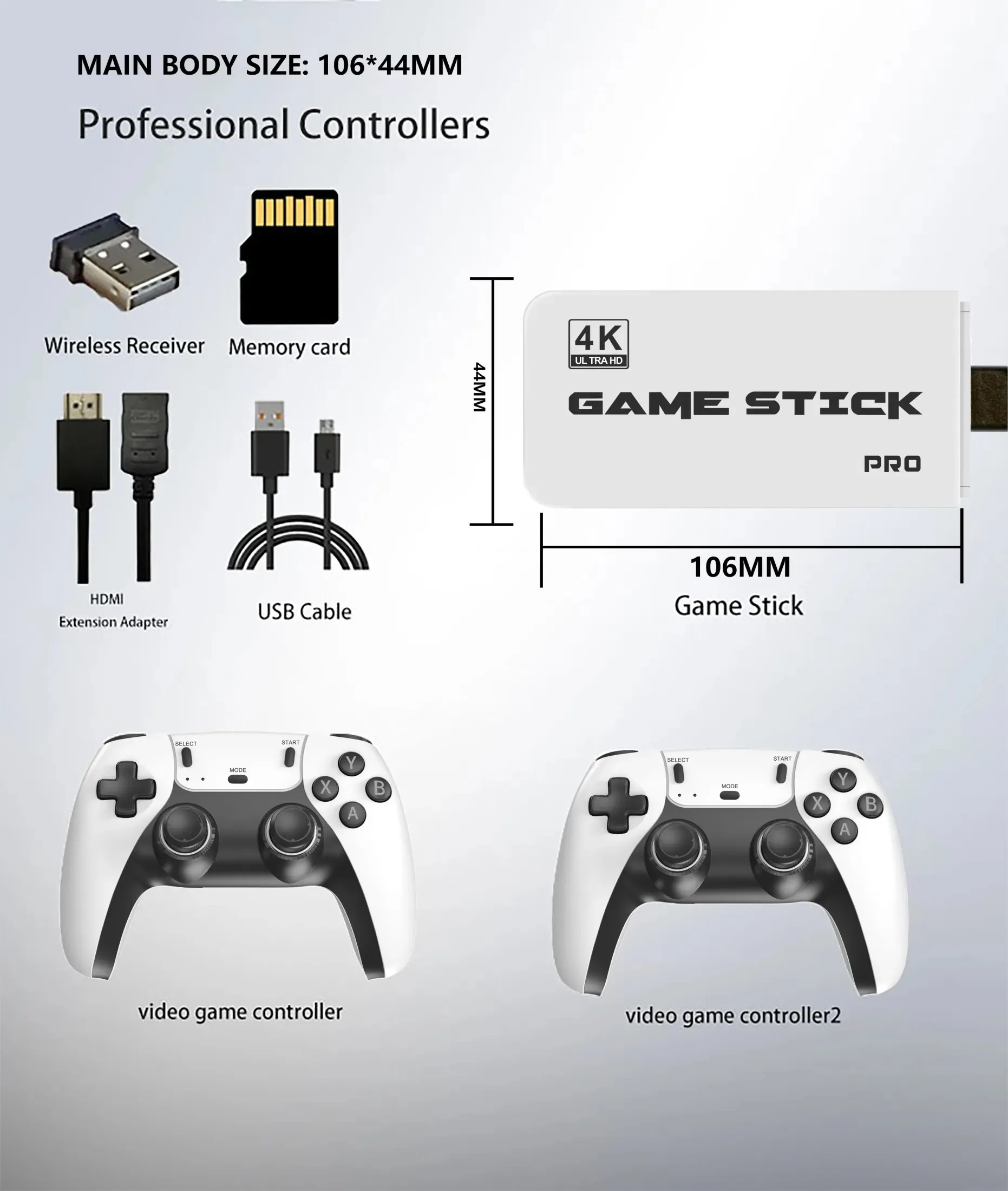 M15 4K Pro Game Stick 64G 30000 Video Game Console 2.4G Double Wireless Controller 4K Retro Game TV Stick Retro Classic Games