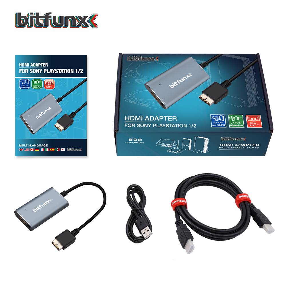 Bitfunx PS2 to HDMI Converter For PS2 PS1 PlayStation 1/2 Game Consoles With RGB to YPbPr Switch. 