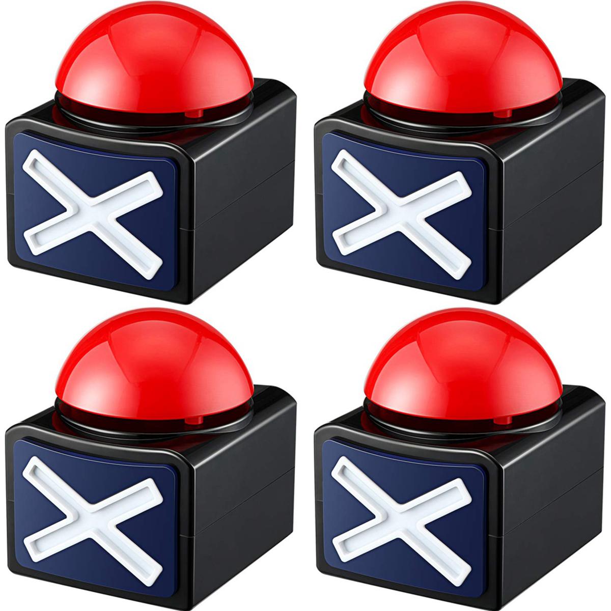 4PCS Game Answer Buzzer,Game Buzzer Alarm Sound Play Button with Light Trivia Quiz Got Talent Buzzer Game for Kids