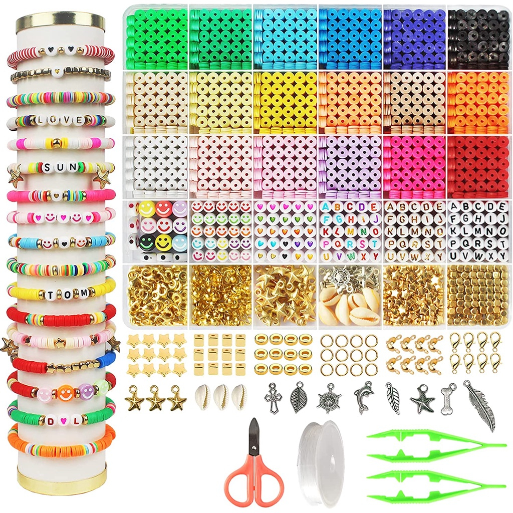 New）5100 Clay Bead Bracelet Making Kit Preppy pacer Flat Bead for