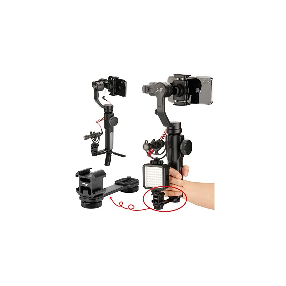 Ulanzi PT-3 Gimbal Accessories Triple Cold Shoe Mounts Plate Microphone Led Video Light Extension Bracket Microphone Stand. 