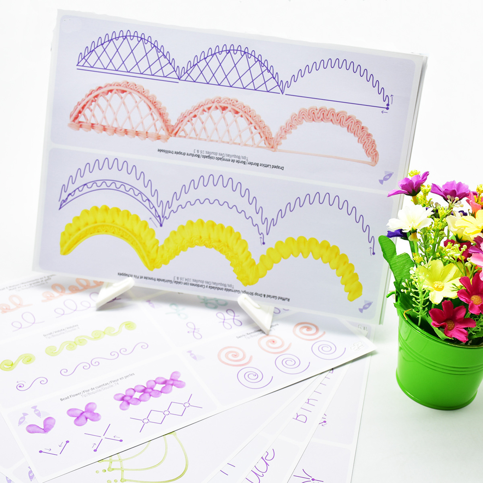 27Pcs/Set Cake Icing Piping DIY Practice Drawing Board Template Paper Cardboard. 