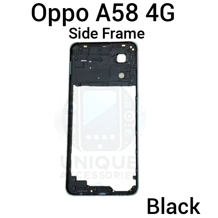 For Oppo A58 4G Side Frame + Back Panel Housing + Camera Glass Back shell Replacement Spare Parts. 