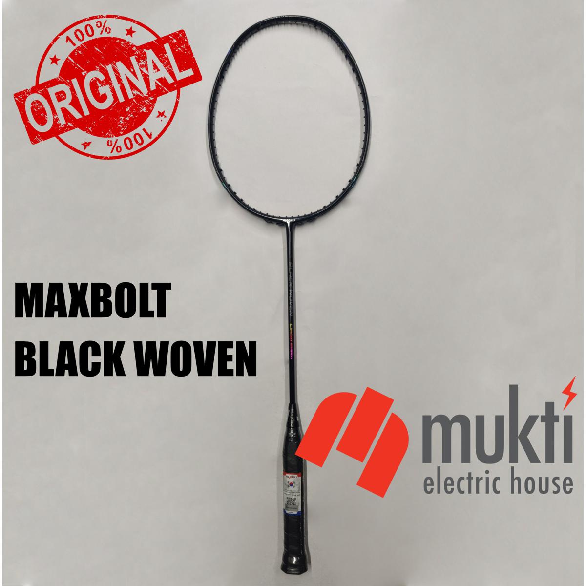 Korea Imported MAXBOLT BLACK WOVEN Unstrung Badminton Racket Bat