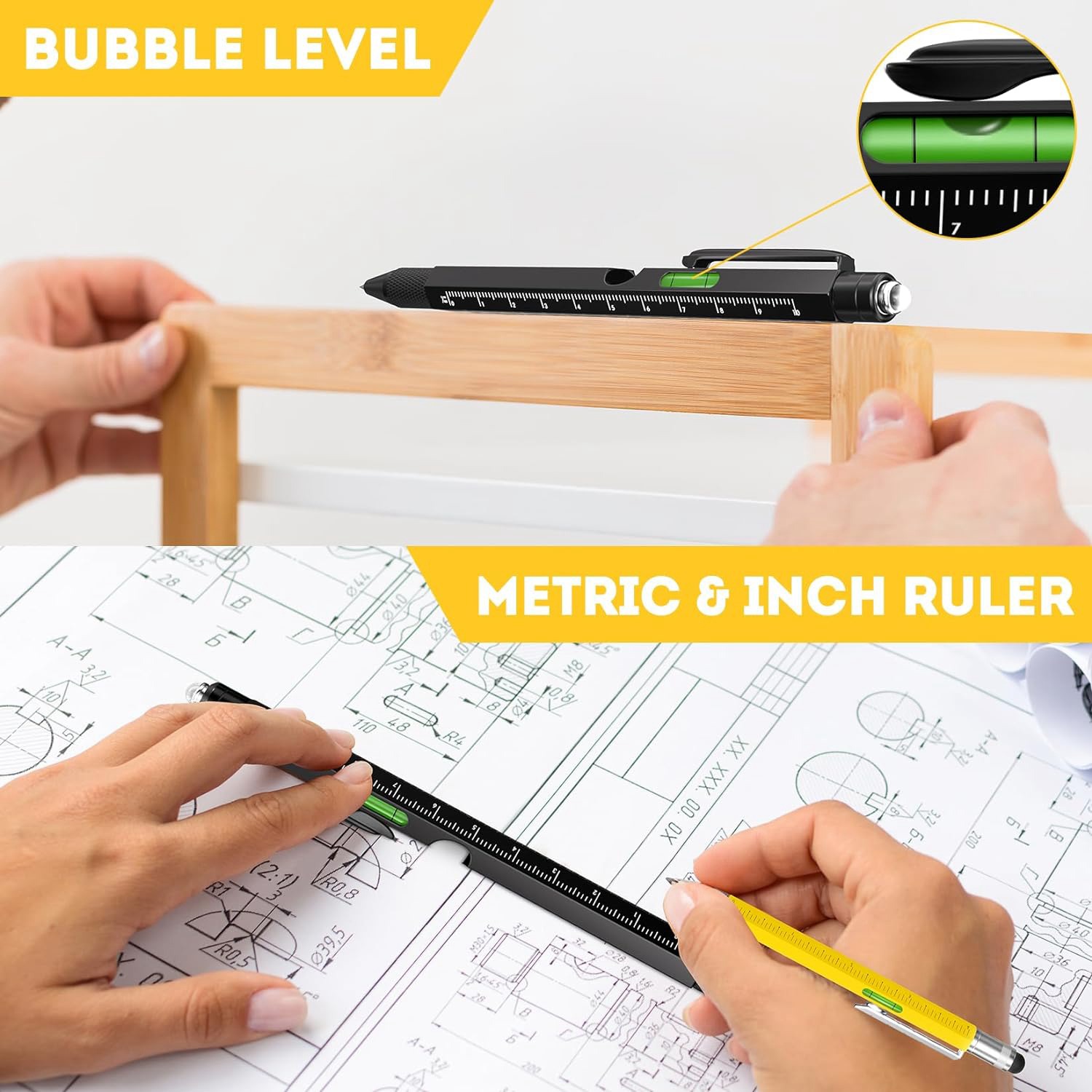 Mens Gifts for Christmas, 9 in 1 Multi Tool Pen Set, Gadgets for Mens Stocking Stuffers for Dad Grandpa Gifts Easy to Use. 