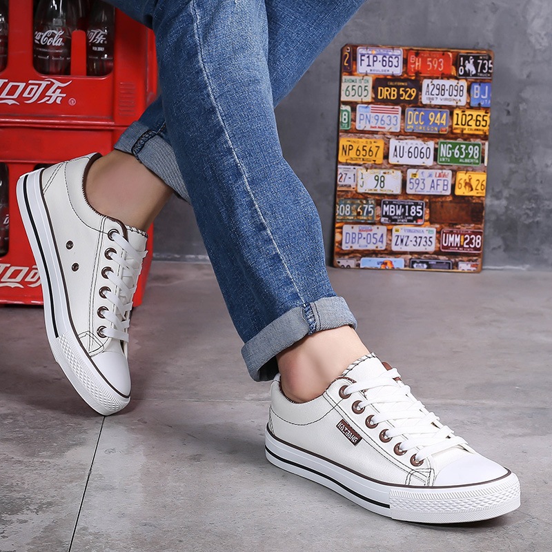 Kaibang Preppy Style Classic Men's Canvas Shoes Lovers Shoes Flat Lace-up Pure Color All-Matching Shoes Large Quantity Low Price