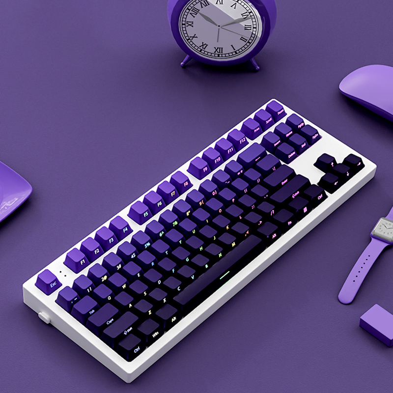 Gradient Purple Double Shot PBT Keycaps Cherry Profile Side Print RGB Backlit Keycaps 135 Keys for Cherry MX Switches Keyboard. 