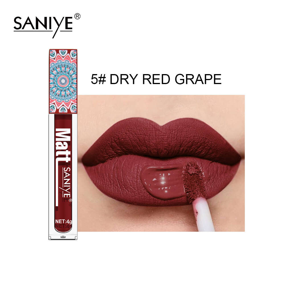 SANIYE small square tube matte non stick cup 3D printing color lipstick not easy to fade lip gloss. 