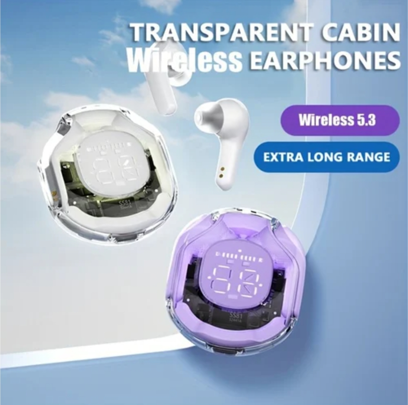 Ultra Pods max Earbuds Transparent TWS Bluetooth Earbuds BT Noise Cancelling Gaming Stereo sound earbuds High bass HD Mic Low Latency by Saimon Gadget & Electronics Ltd. 