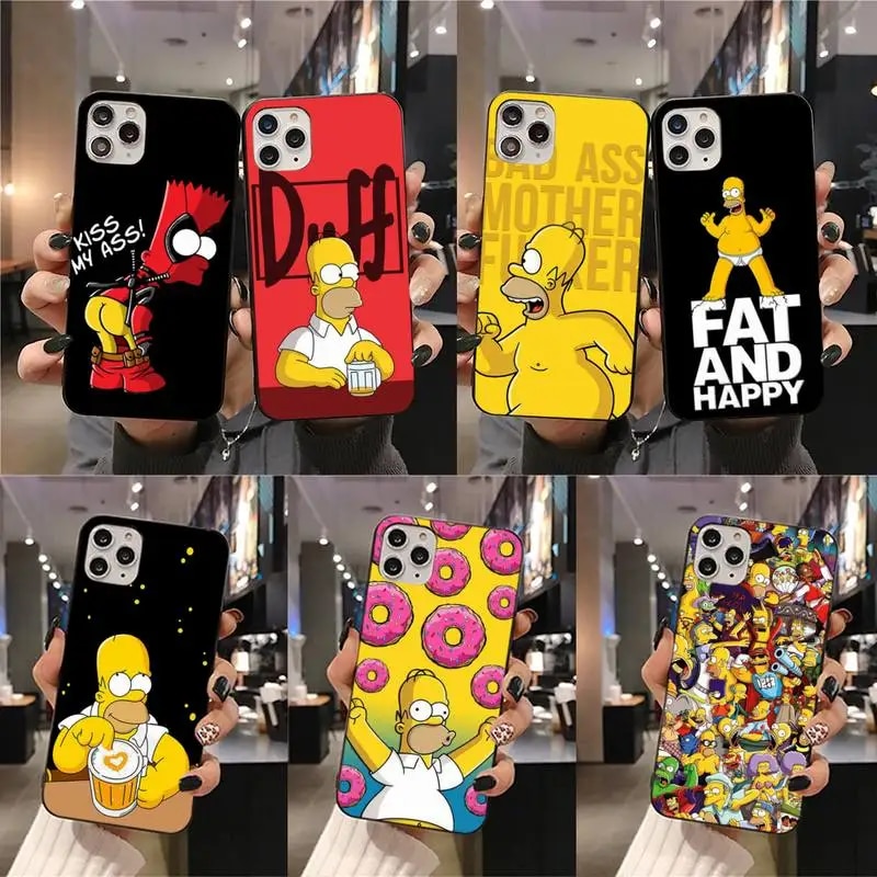 Funny Cartoon Homer Simpson Family Phone Case For iphone 14 13 12 11 Pro Mini XS Max 8 7 Plus X SE 2020 XR cover Abandon Abandon