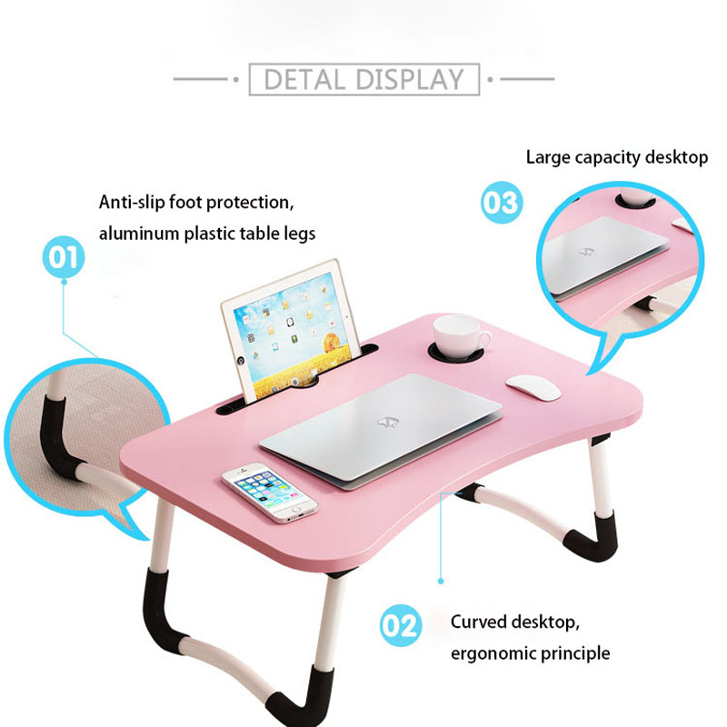Adjustable Folding Dormitory Lap Desk Portable Bed Laptop Table for Couch and Sofa, Breakfast Tray, Notebook Stand Reading Holder. 