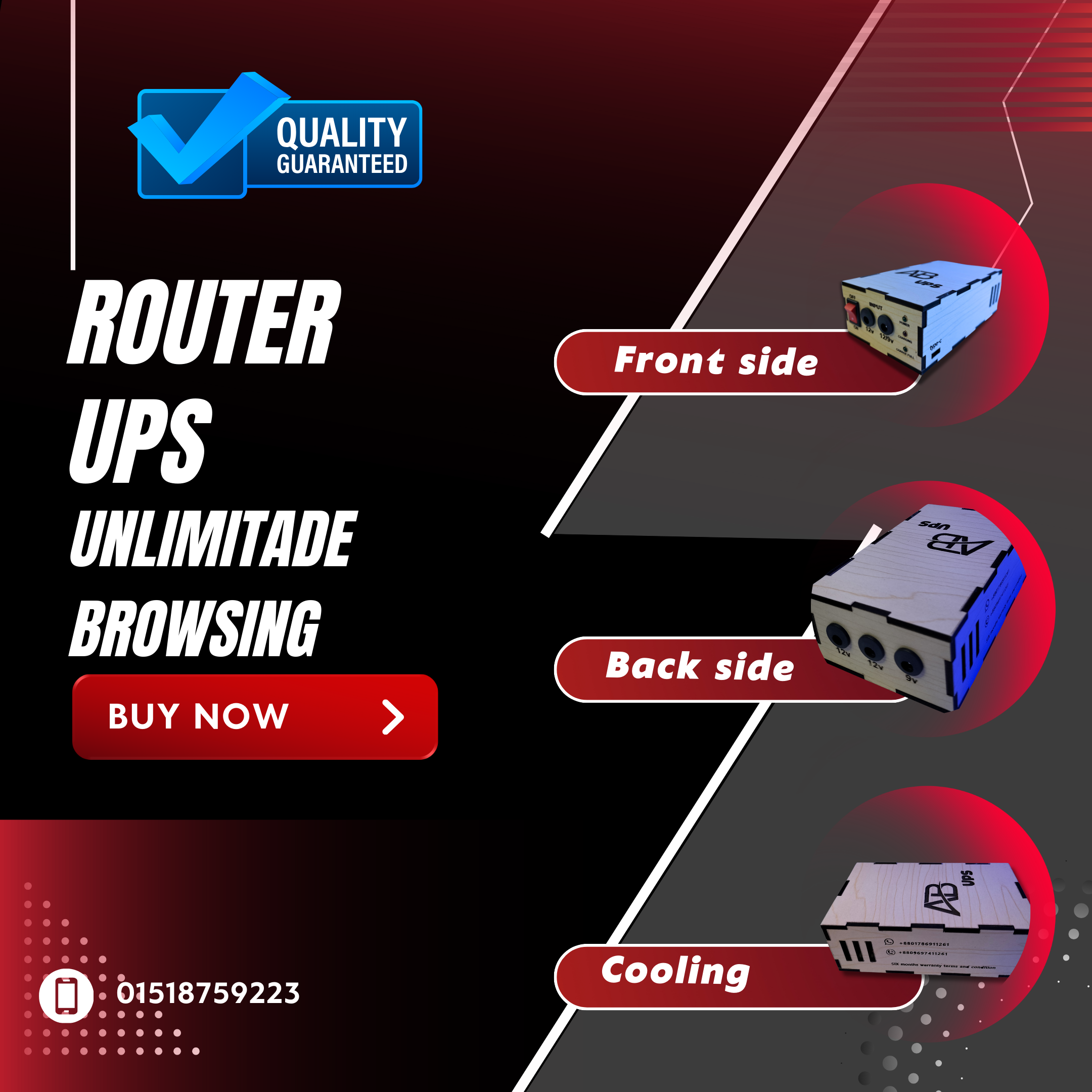 AB Router UPS  A1 15000mAh  For Router Backup 7-8 Hours With original Charger. 