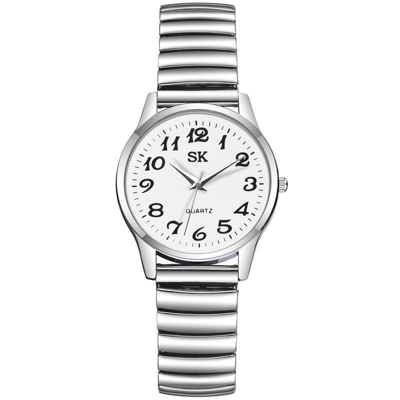Old Watch Retro Old-Fashioned Large Watch Plate Large Digital Spring Elastic Belt Parents Mother Medium Quartz Watch. 