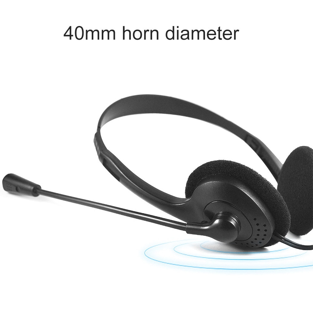 【happy one】3.5mm Plug Earphone Headphone With Microphone MIC VOIP Skype for PC Computer Laptop. 