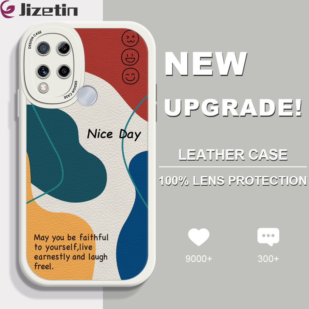 Jizetin for Realme C15 Back Cover Colorful Graffiti Lambskin Texture PU Leather Back For Girls Boys Soft Phone Case