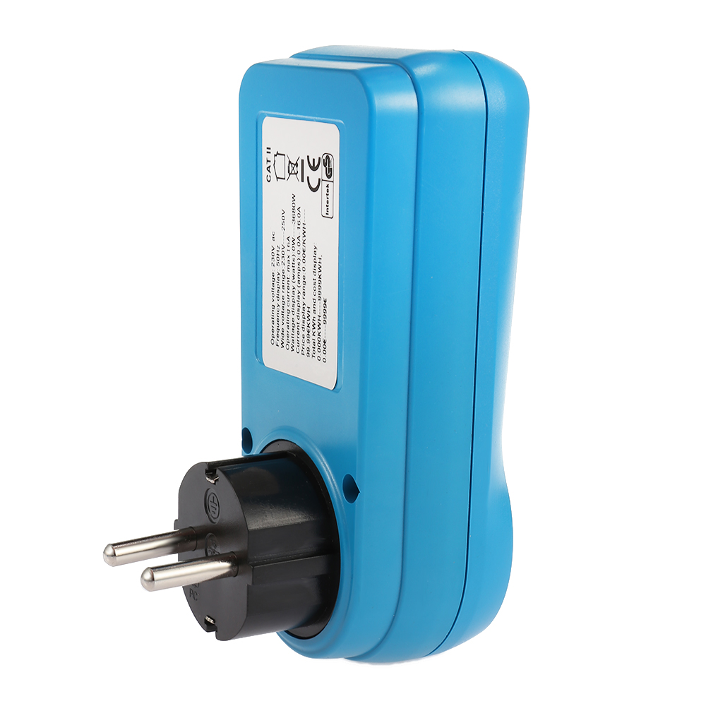 LCD Display Electricity Usage Power Meter Socket En-ergy Watt Volt Amps Wattage KWH Consumption Analyzer Monitor Outlet AC230V~250V EU Plug. 