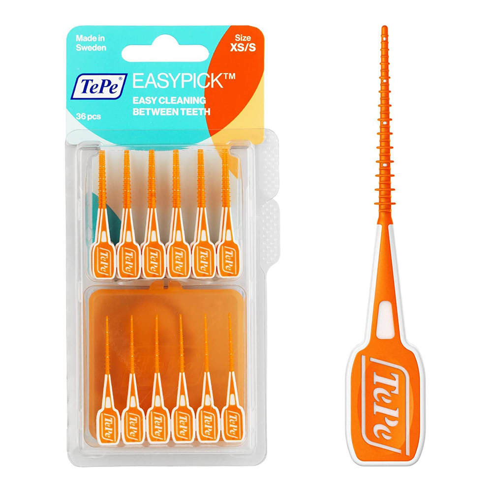 Tepe Easypick Toothpicks Orange 36 Pack XS/S Size Dental Soft Floss Picks Silicone Gum Stick Teeth Interdental Cleaning Tools