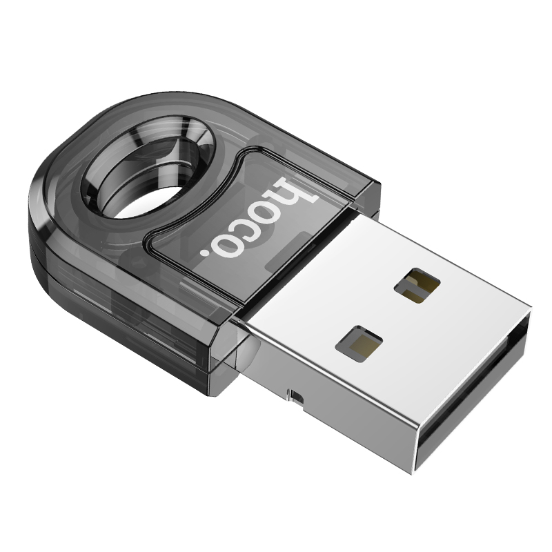 Hoco UA28 Transparent USB Bluetooth 5.1 Dongle Mini Portable Bluetooth Receiver Bluetooth 5.1 BT Adapter for Laptop PC. 