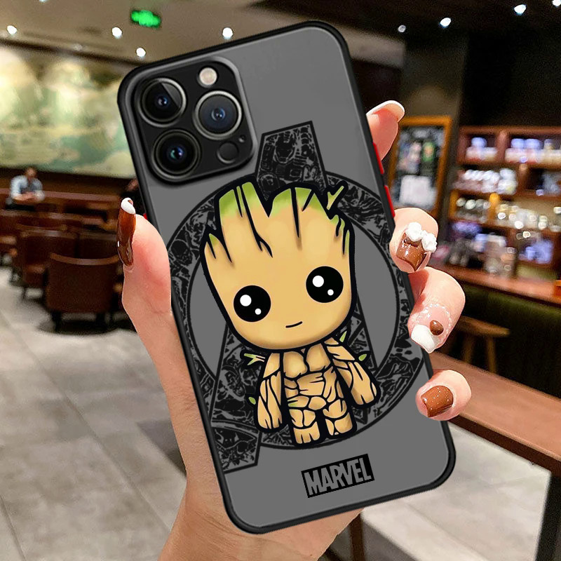【Healer DingD】 Cartoon Marvel Cute Hero Phone Case For iPhone 15 14 13 12 11 Pro Max mini XS Max XR X 8 Plus SE Frosted Translucent Cover. 