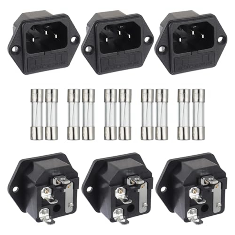 1 Set Black AC 250V 10A 2 in 1 Mount Inlet Module Plug Socket Power ...