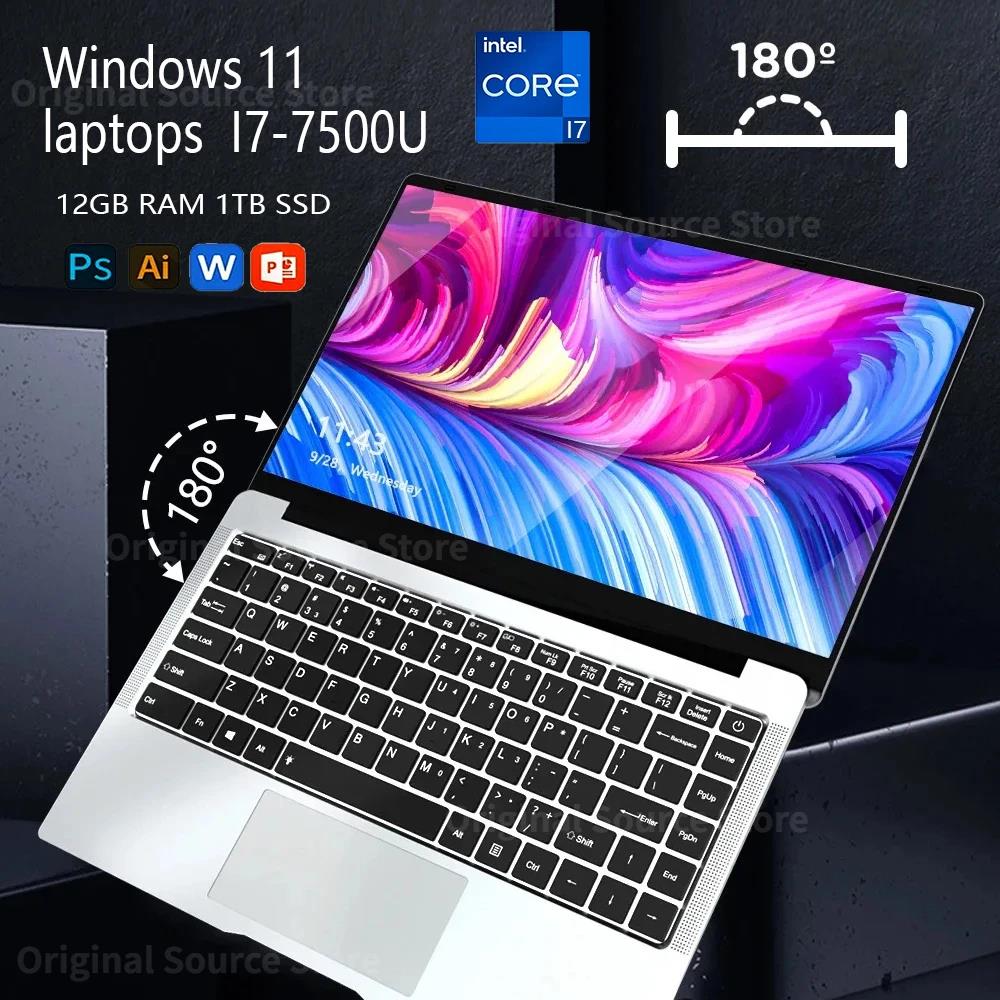 laptops 2024 Windows 11 Intel CORE i7-7500U laptop 12GB RAM 1TB/2TB SSD Computer 1920*1080 Resolution Office Study PC Computer