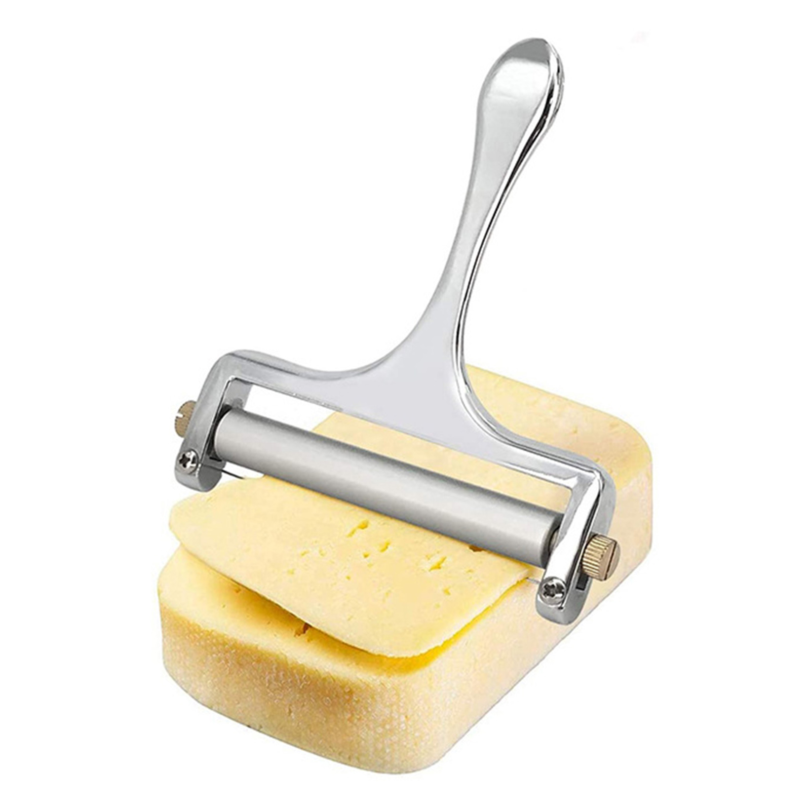 Cut cddar, brie, pepper jk, mozzarella or er like provolone with this block cese slicer.. 