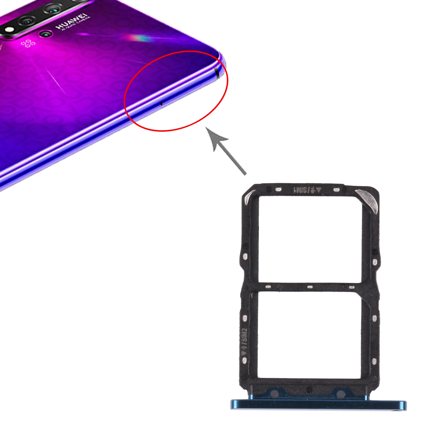 SIM Card Tray + SIM Card Tray for Huawei Nova 5T. 