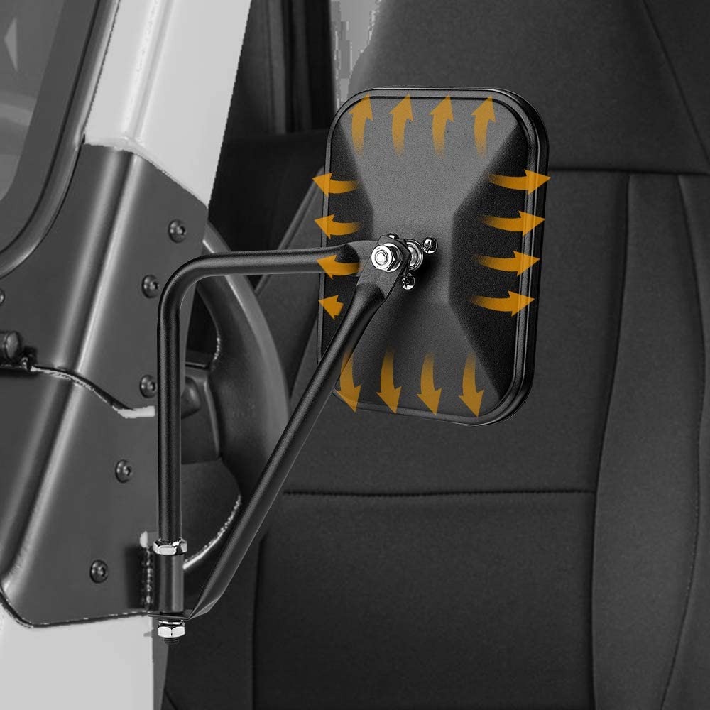 Doors Off Mirrors for Jeep Wrangler CJ YJ TJ JK JL & Unlimited, Wider Rearview Mirrors Square Door Side Hinge Mirror. 