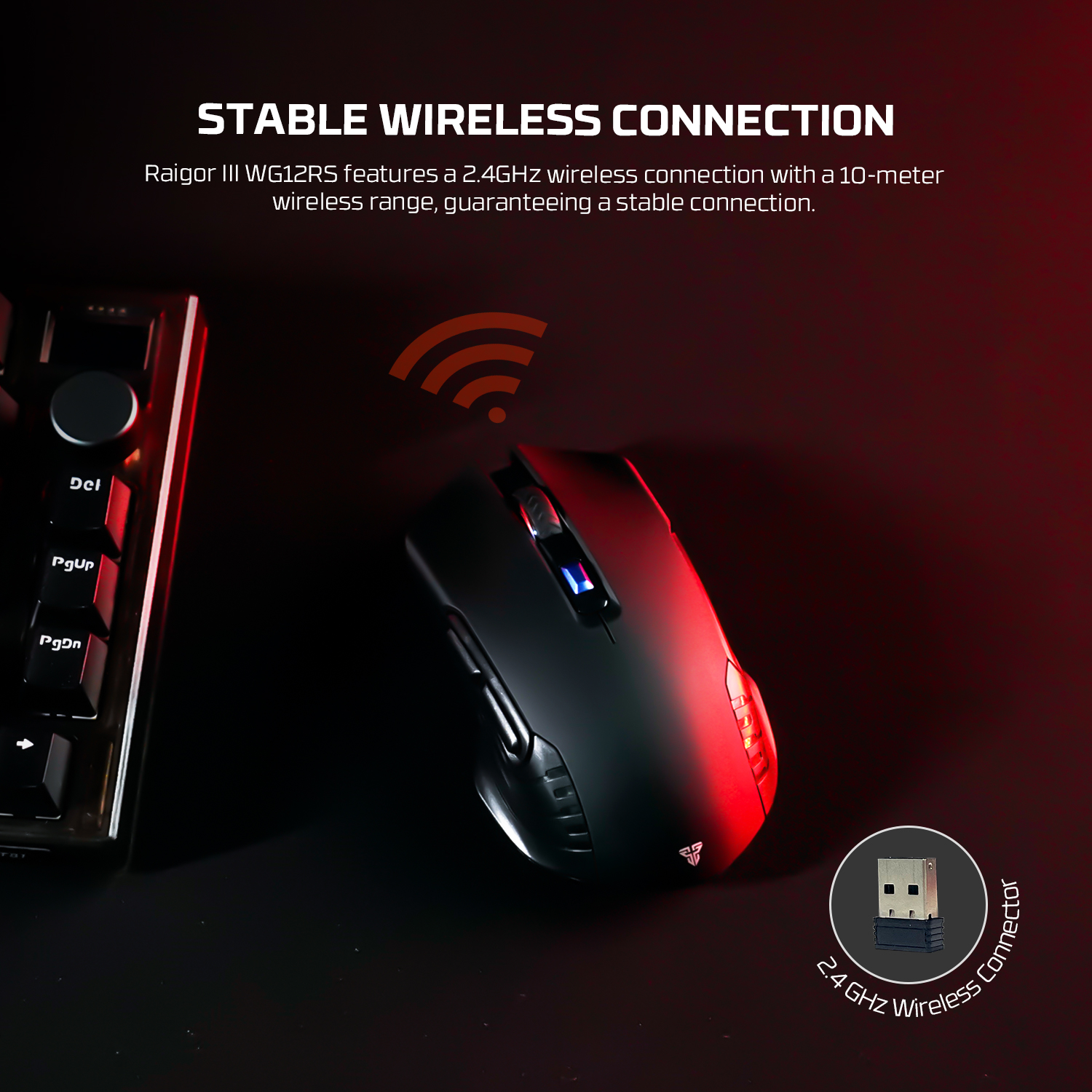 FANTECH WG12RS Raigor III Wireless Gaming Silent Mouse Pixart 3065 2000DPI Wired Mouse Poling 125Hz Macro Button Mice. 
