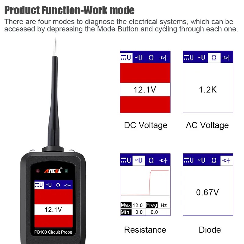2024 Newest Ancel PB100 Automotive Circuit Tester Power Circuit Probe Kit Electrical System Diagnostic Tool 12V 24V Voltage Power Scanner. 