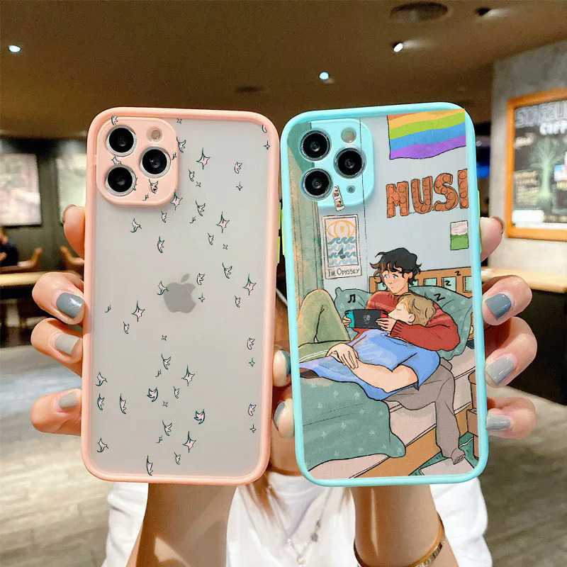 Nick and Charlie Heartstopper Phone Case for IPhone 11 13 12Pro MAX SE2022 XR XS 7 X 8 6Plus Candy Color Shockproof Hard Fundas