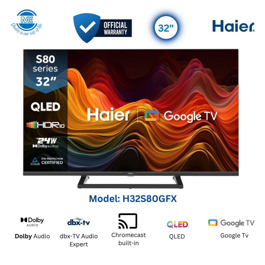 HAIER 32" Smart Premium QLED FHD Display Google TV With Free Delivery and Official Warranty | H32S80EFX