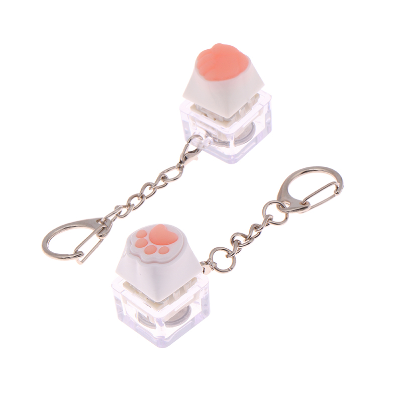 Creative Pink Cat Claw Keycap LED Mechanical Keyboard Keychain Backpack Pendant Mystic. 