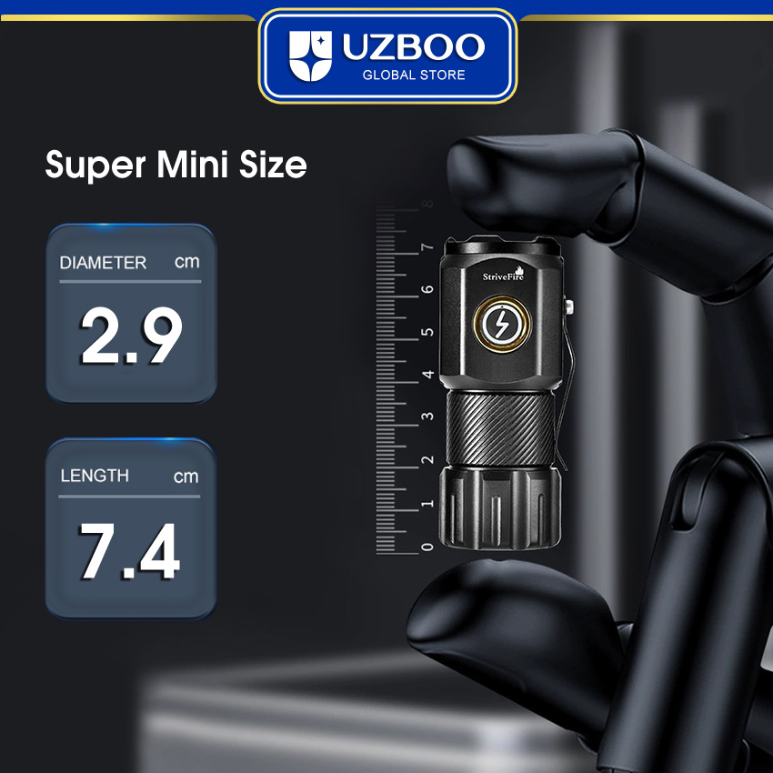 UZBOO 1300LM Mini Flashlight High Bright Flashlight LED Torch Light Outdoor Pocket Size Flashlight Rechargeable Waterproof Torch Light for Hiking Hunting Camping Compact And Portable Strong Magnetism Side Pen Clip Design Five Modes  Non-scalded. 