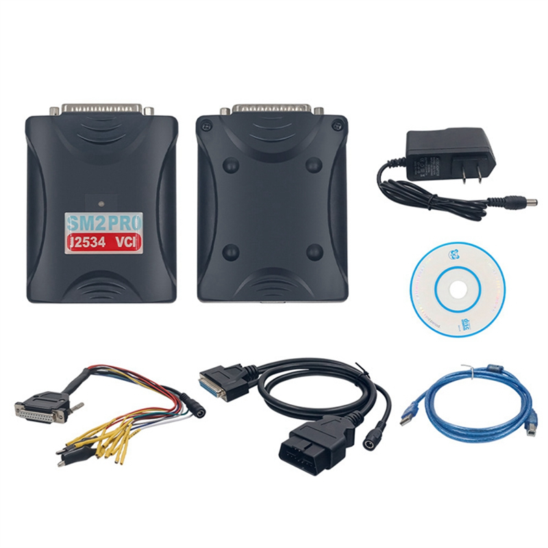 SM2 PRO J2534 VCI PCM ECU Programmer Car Diagnostic Tool ECU Read&Write V1.20 Eeprom Flash Bench OBD Update SM2 Hardware 12V/24V US Plug. 