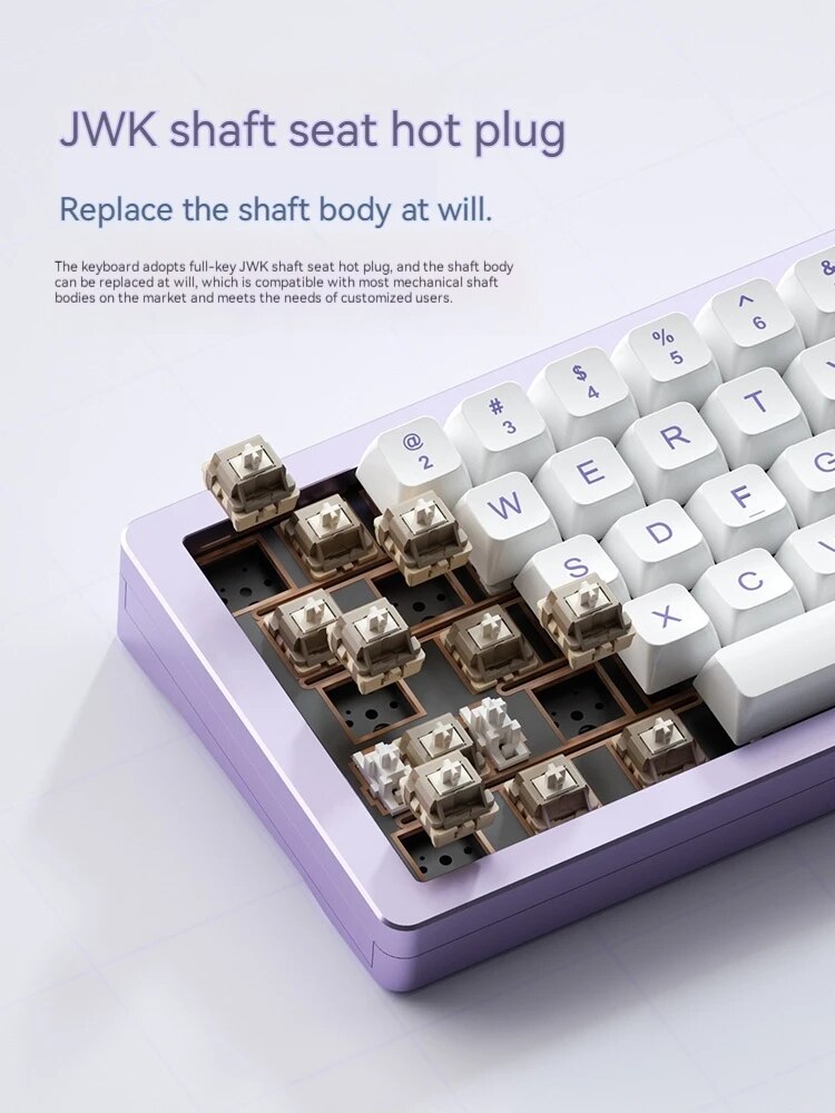 WEIKAV Sugar65 Wired Mechanical Keyboard Aluminum Kits Customized Gasket Multifunctional Knob Hot Plug RGB Gaming Keyboard gift.