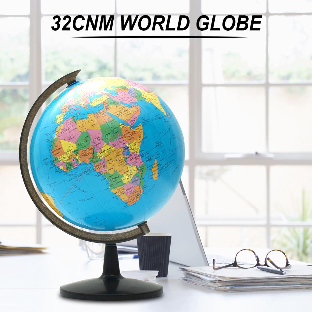32cm World Globe Educational Political Map Swivel Rotating Desk Top Globe - Geography Learning Home School Office Decoration - Diameter 32cm. 