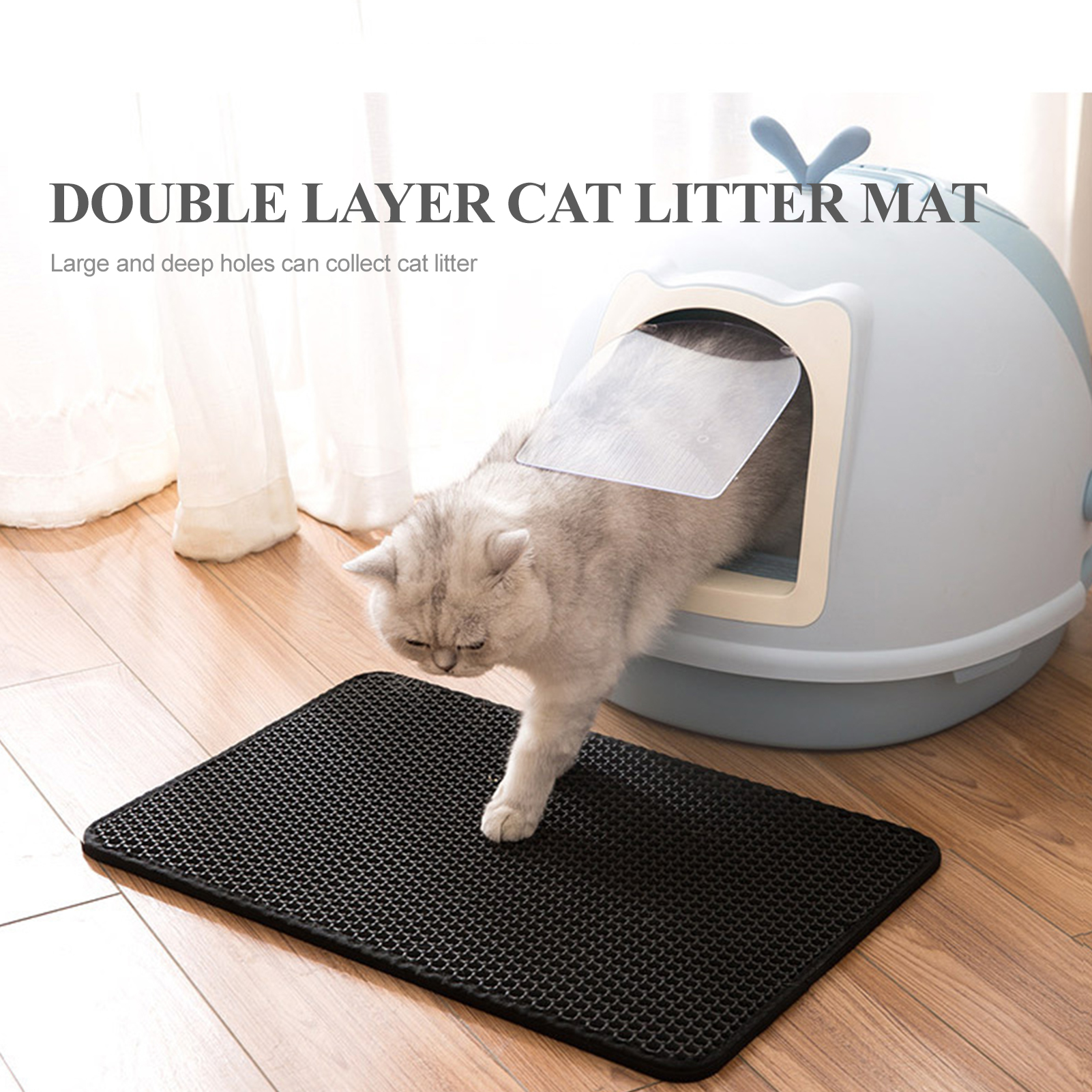 Cat Litter Mat Double Layer Non-Slip Pets Litter Mat Honeycomb