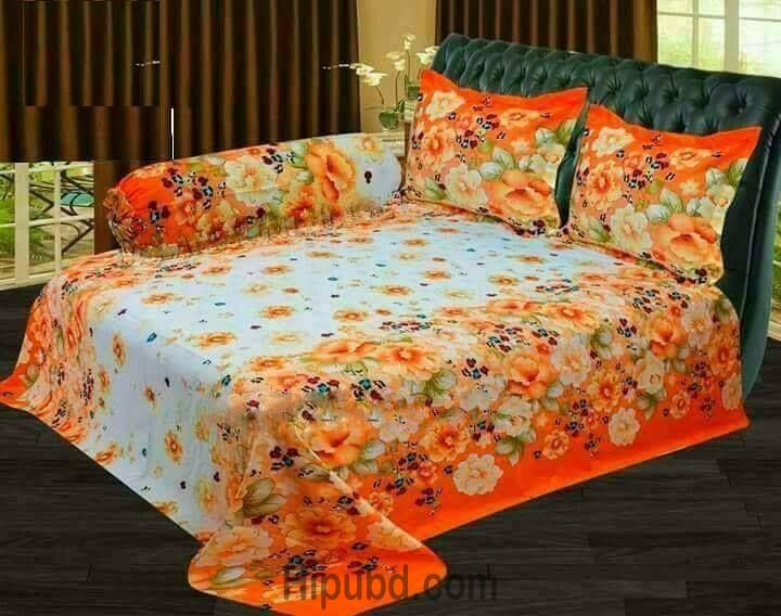 Bed Sheet 100% Cotton King Size Bed Sheet Set with Two Pillow Covers. 